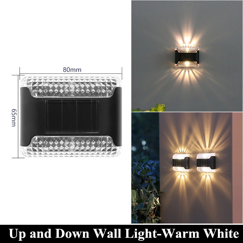 Warm White Step Wall Light LED Lighting up Down Solar Outdoor Lamp