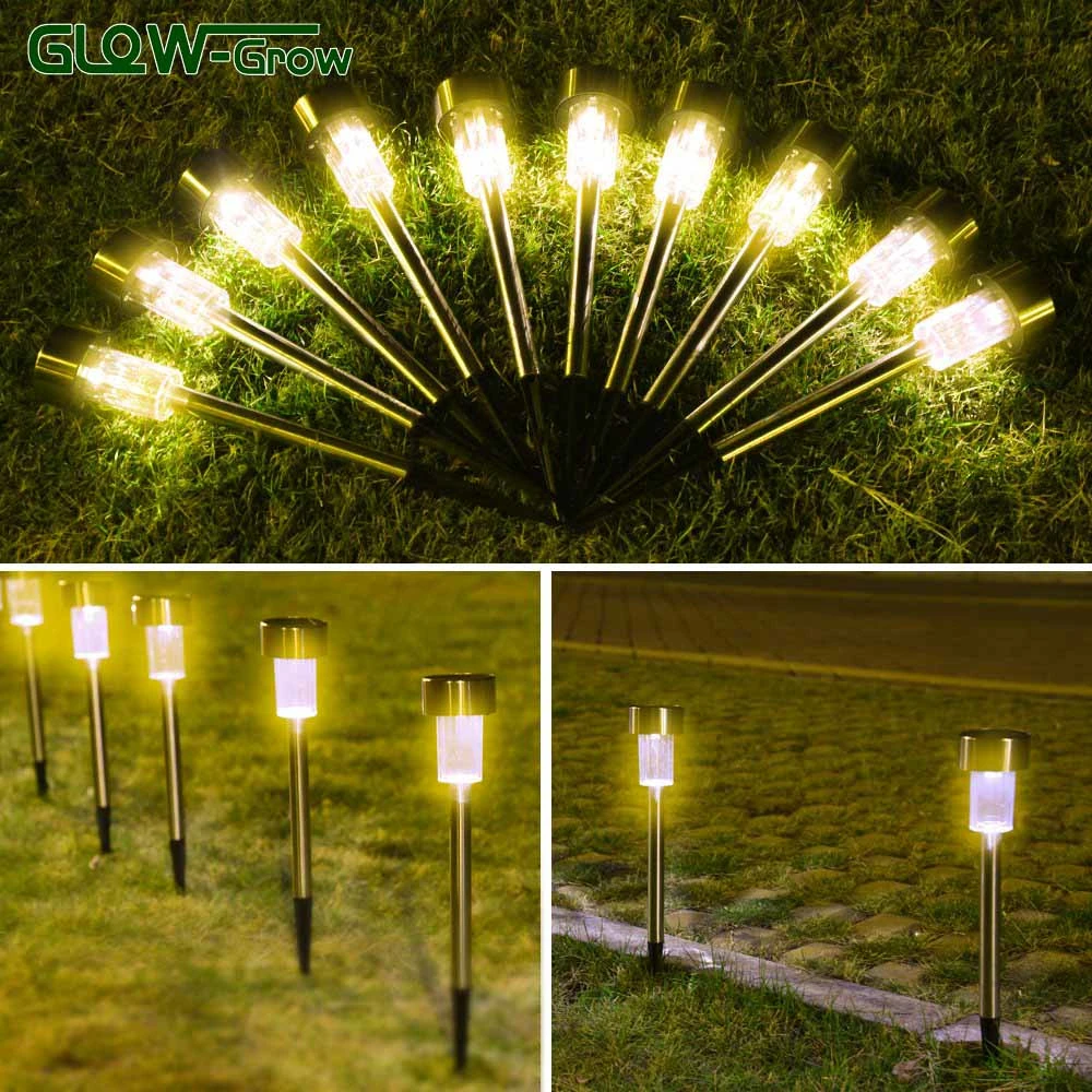 Solar Path Light Outdoor Garden LED Light for Walkway Use (Stainless Steel)