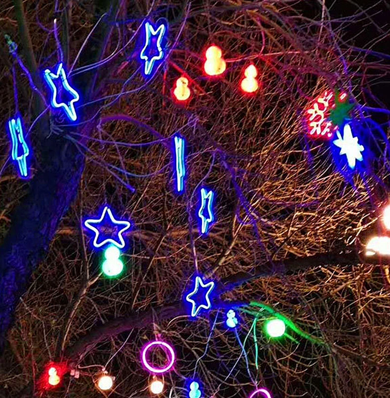 Solar Christmas Decor Fairy Lights Festoon LED String Lights Star Moon Garden Curtain Indoor Holiday Tree Decorative Light