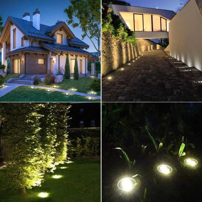 Best Seller in-Ground Lights, 4/8LED, 4packs, Solar Outdoor Disk Ground and Underground Lights