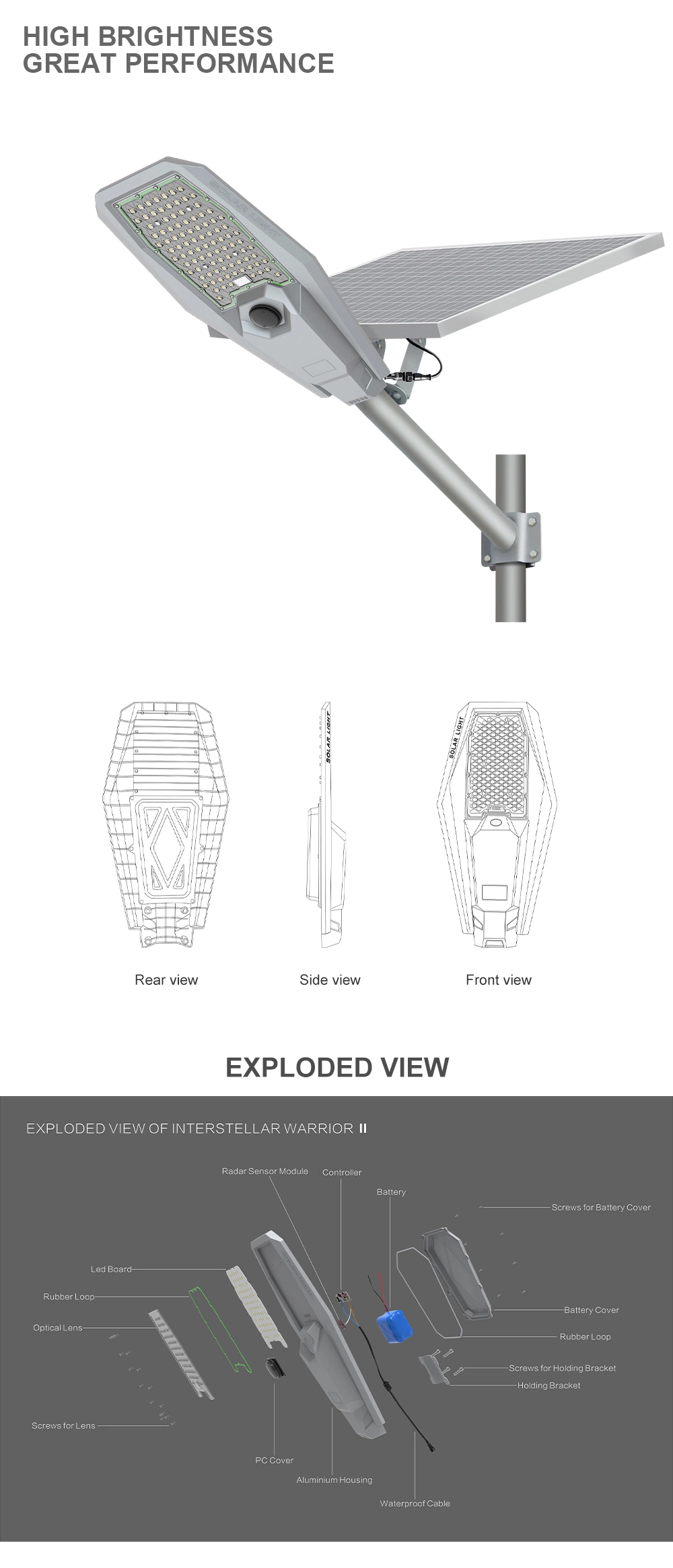 Sunc LED 200W 300W 400W 600W Private Mould Aluminium Factory Hot Sell IP65 Outdoor CE/FCC Energy Saving Factory Direct Solar Street Light with Motion Sensor