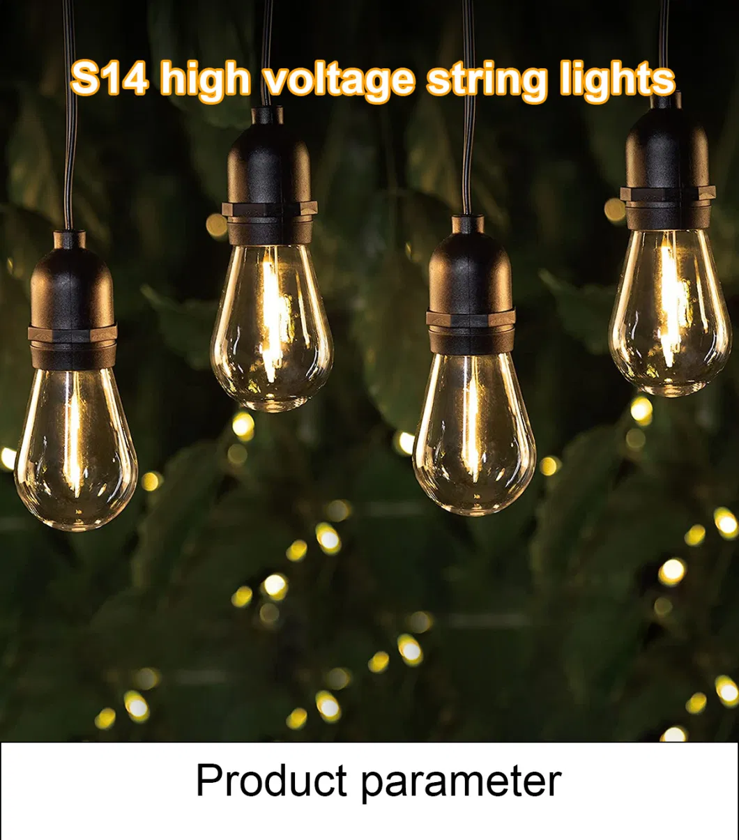 G40 Plastic Solar Outdoor Christmas Holiday Lighting Garden Powered String Lights with C6 C7 C9 E27 Bulbs LED Edison