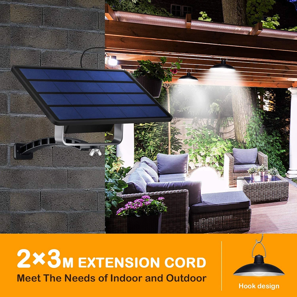 IP65 Waterproof Double Head Solar Pendant Light Outdoor Indoor Lampwith Cable for Garden Yard