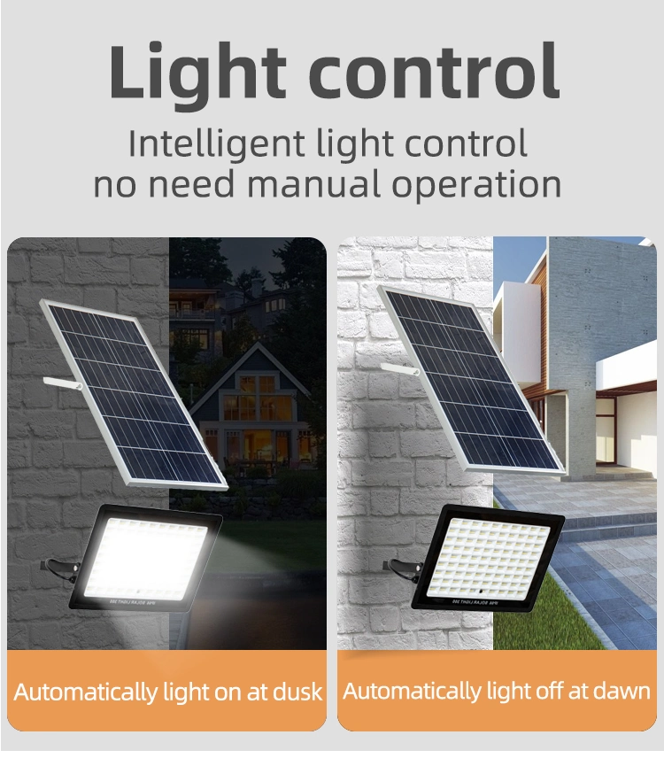 LED Solar Panel Garden Lighting Outdoor Flood Lights IP67 Waterproof Floodlight Wall Lamp with Wireless Remote Street Light