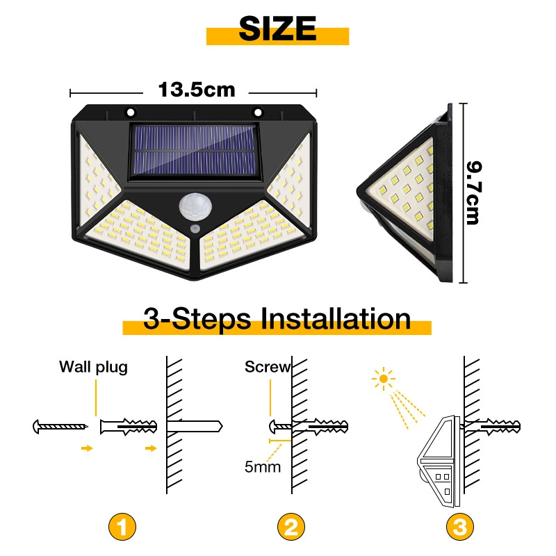 PIR Sensor Motion Induction Household Garden Lighting Waterproof Solar Lamp Outdoor Courtyard Wall Lamp