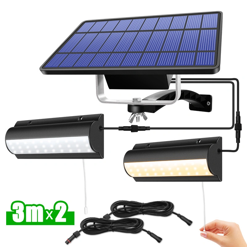 IP65 Waterproof Double Head Solar Pendant Light Outdoor Indoor Lampwith Cable for Garden Yard