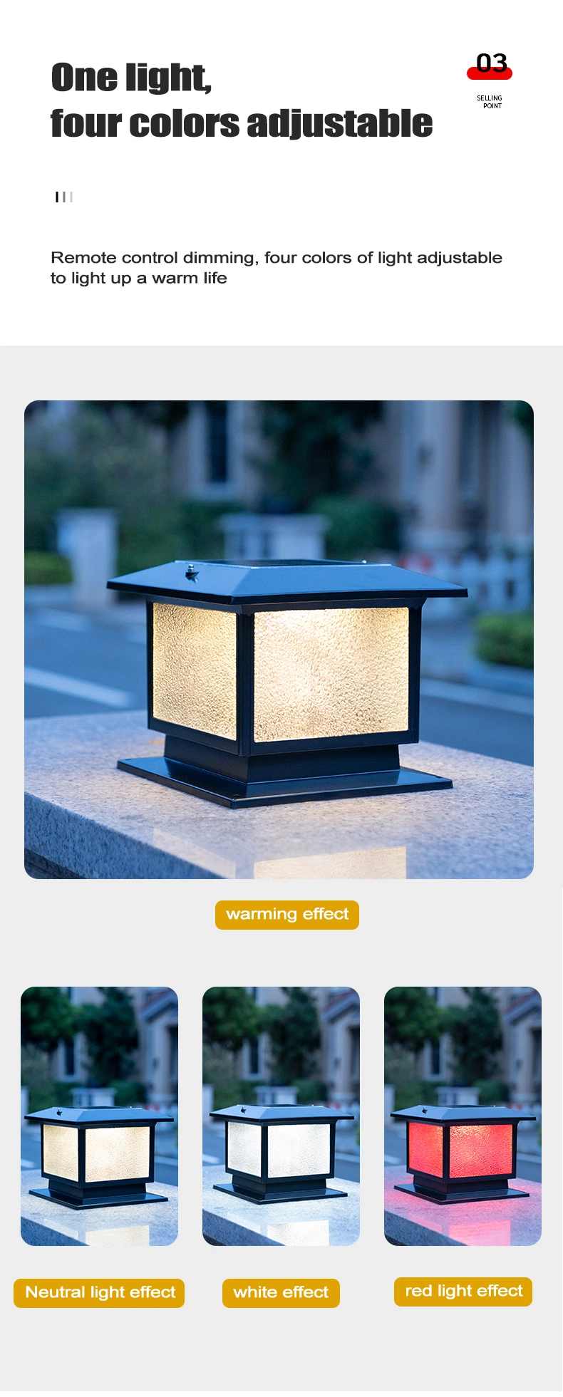 European Fence Yard Stigma Street Parking Stone Gate LED Garden Light