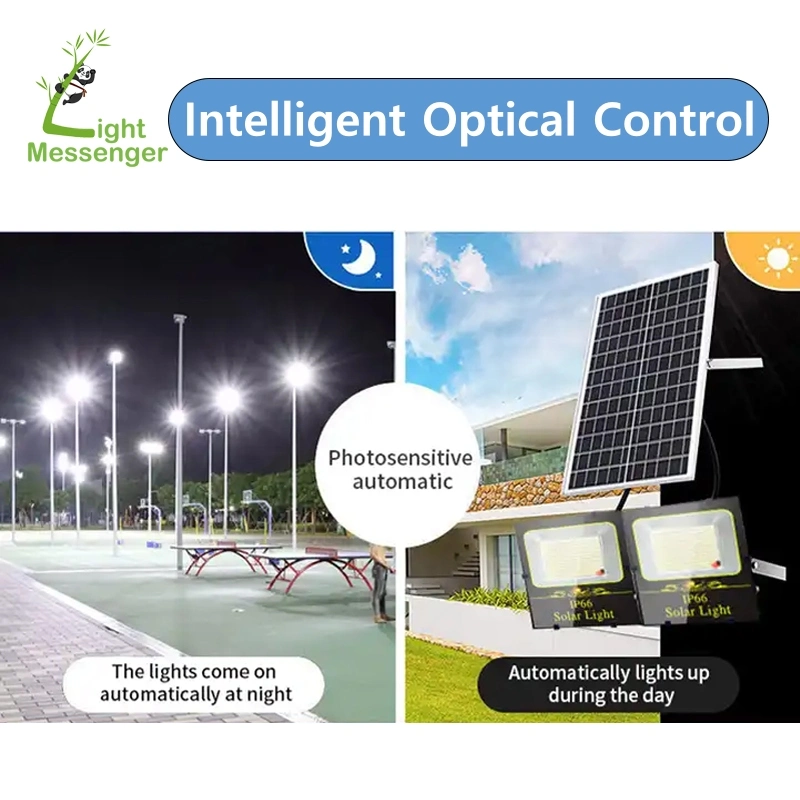 Light Messenger Best Sale Outdoor Stadium Parking Lot Garden Courtyard Court Lamp Control ABS IP65 50W 60W 100W 200W 300W Yard Solar LED Flood Light