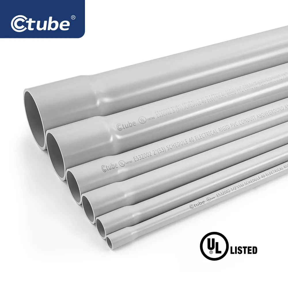 3/4 1/2 Inch UL Listed Sunlight Resistance PVC Schedule 40 Electrical Conduit