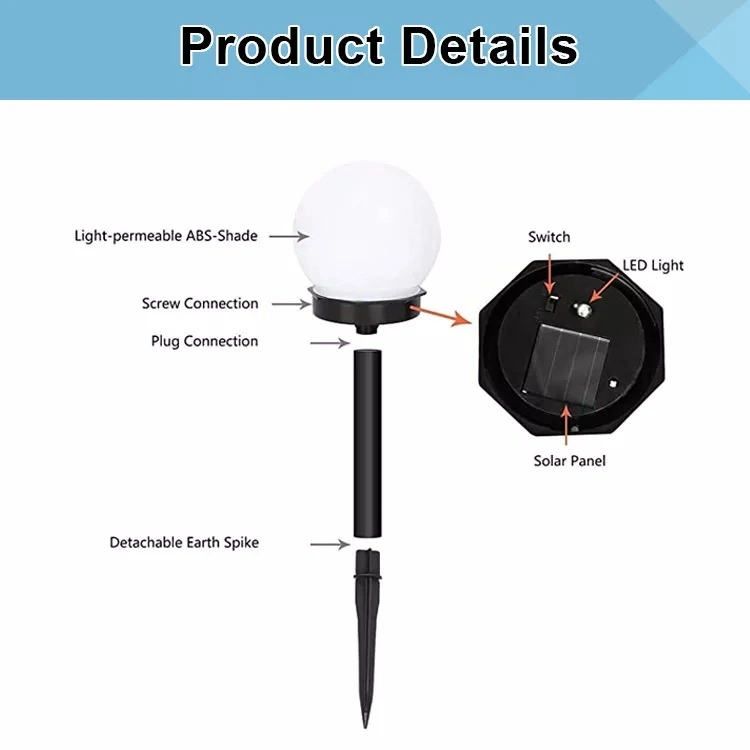 Factory Direct Supply Outdoor Decorative Lighting Courtyard Spherical Ground Lawn Lamp Solar LED Round Bulb Garden Light