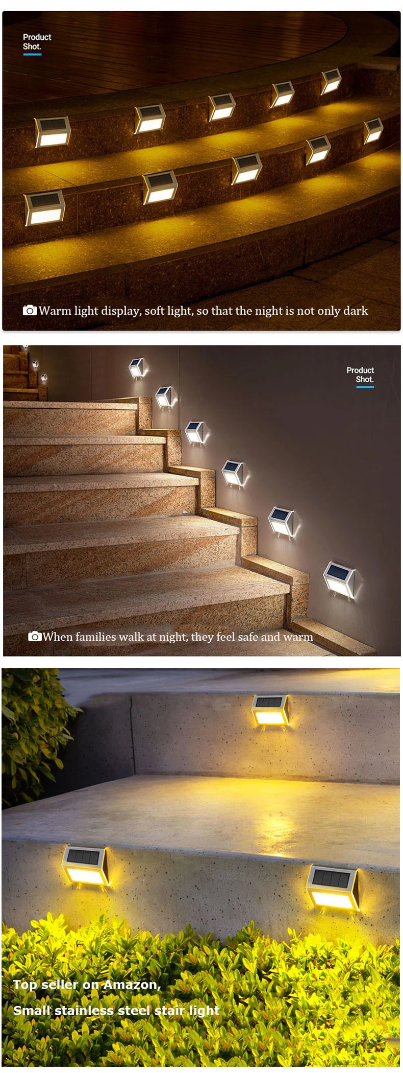 Solar Deck Lights Outdoor Lamp for Garden Backyard Stair Fence Decor Solar Step Lights