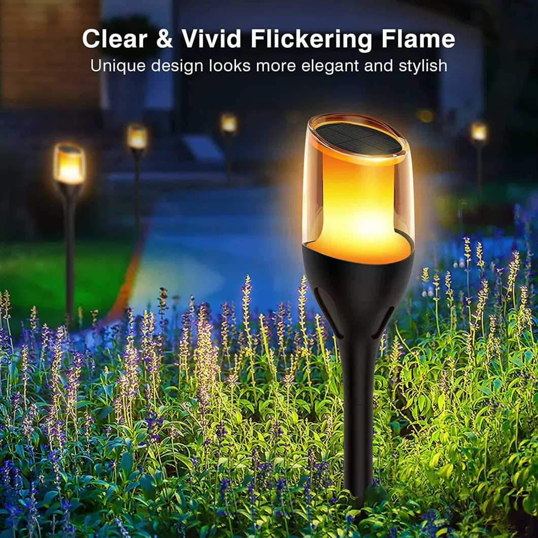 Hot Selling Modern Design LED Solar Flame Rechargeable Garden Waterproof Outdoor Light