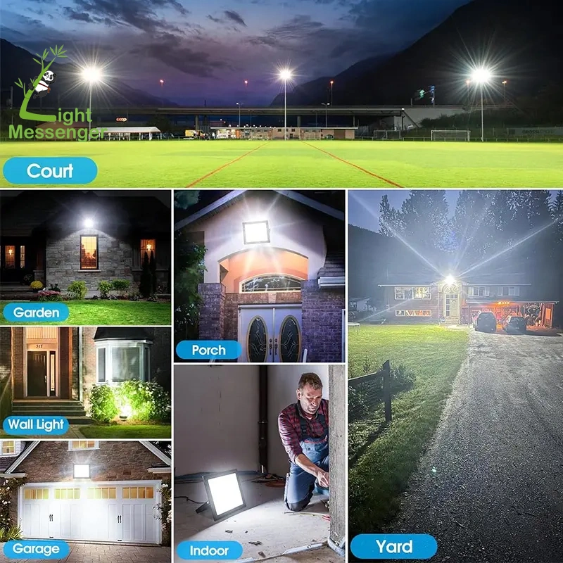 Light Messenger Best Sale Outdoor Stadium Parking Lot Garden Courtyard Court Lamp Control ABS IP65 50W 60W 100W 200W 300W Yard Solar LED Flood Light