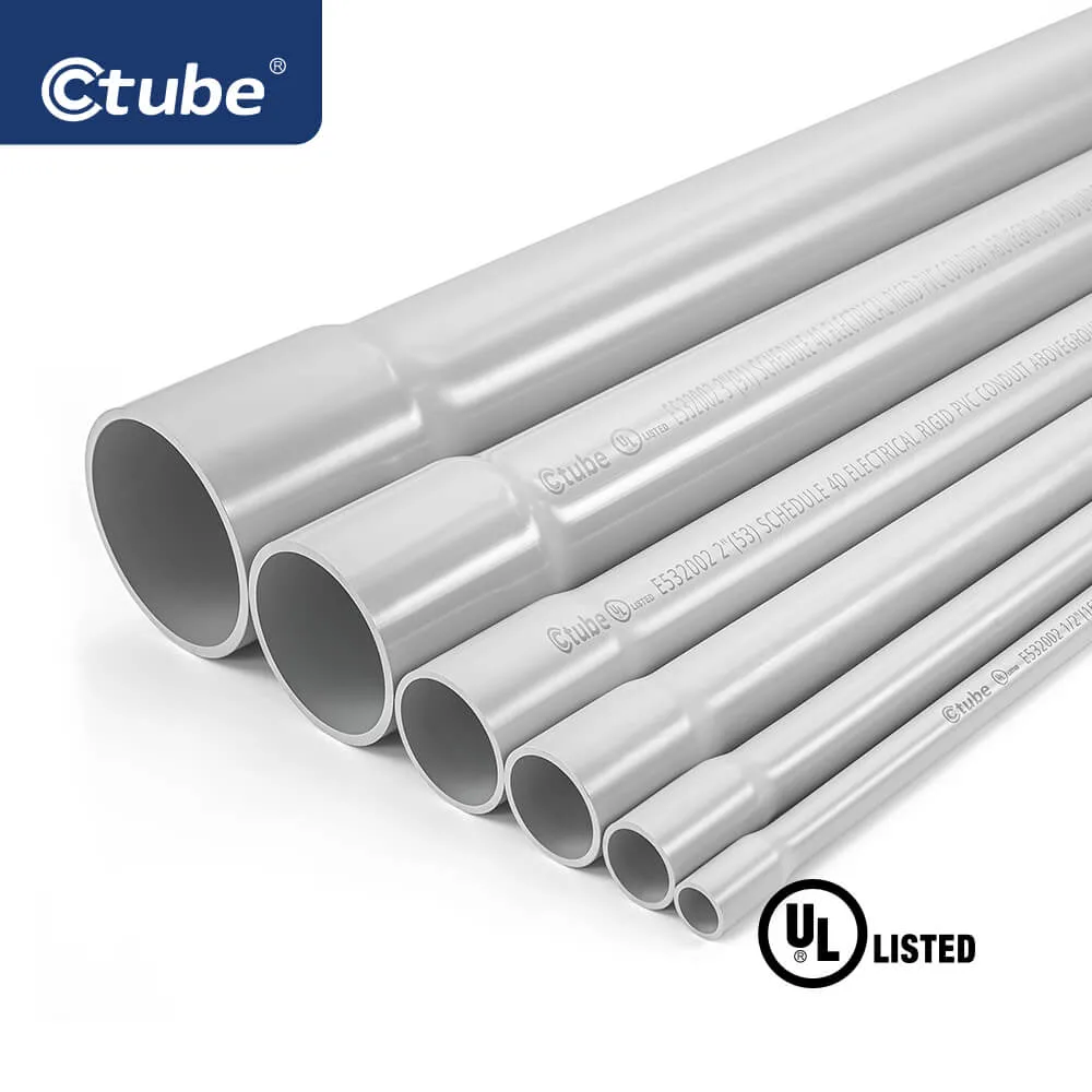 3/4 1/2 Inch UL Listed Sunlight Resistance PVC Schedule 40 Electrical Conduit