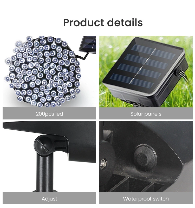 Outdoor Motion Sensor String Lights Solar Garden Landscape Spotlight LED Flood Light