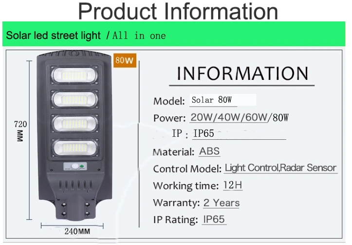 Outdoor LED Light 60W Integrated Solar Street Light