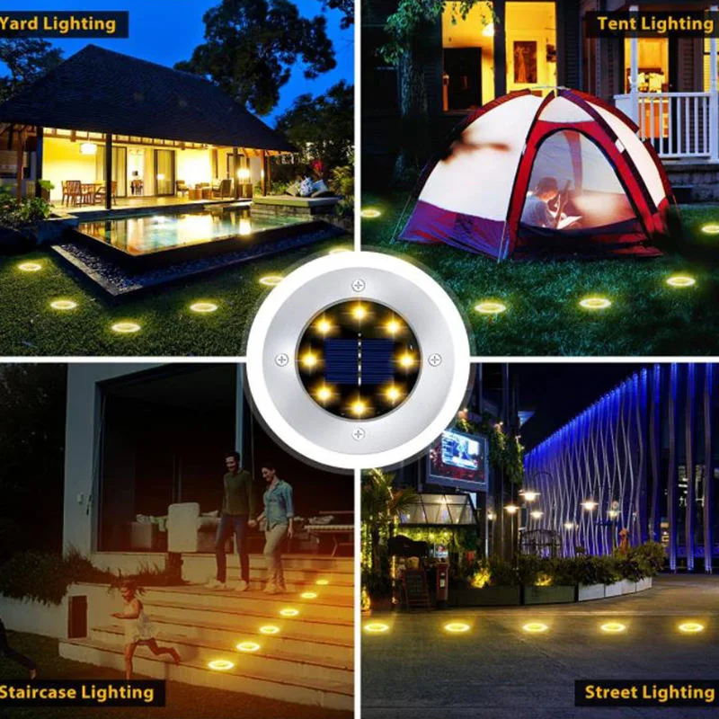 Best Seller in-Ground Lights, 4/8LED, 4packs, Solar Outdoor Disk Ground and Underground Lights