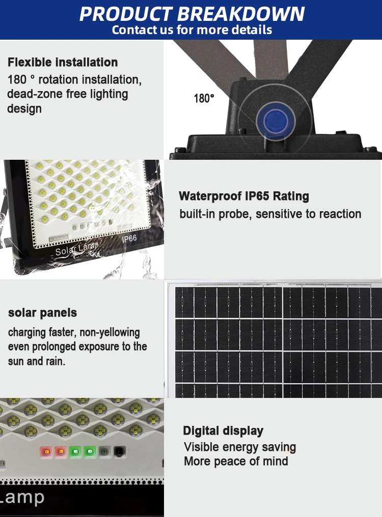 2 Year Warranty IP66 Waterproof 200W Solar Flood Light Outdoor LED Spotlight