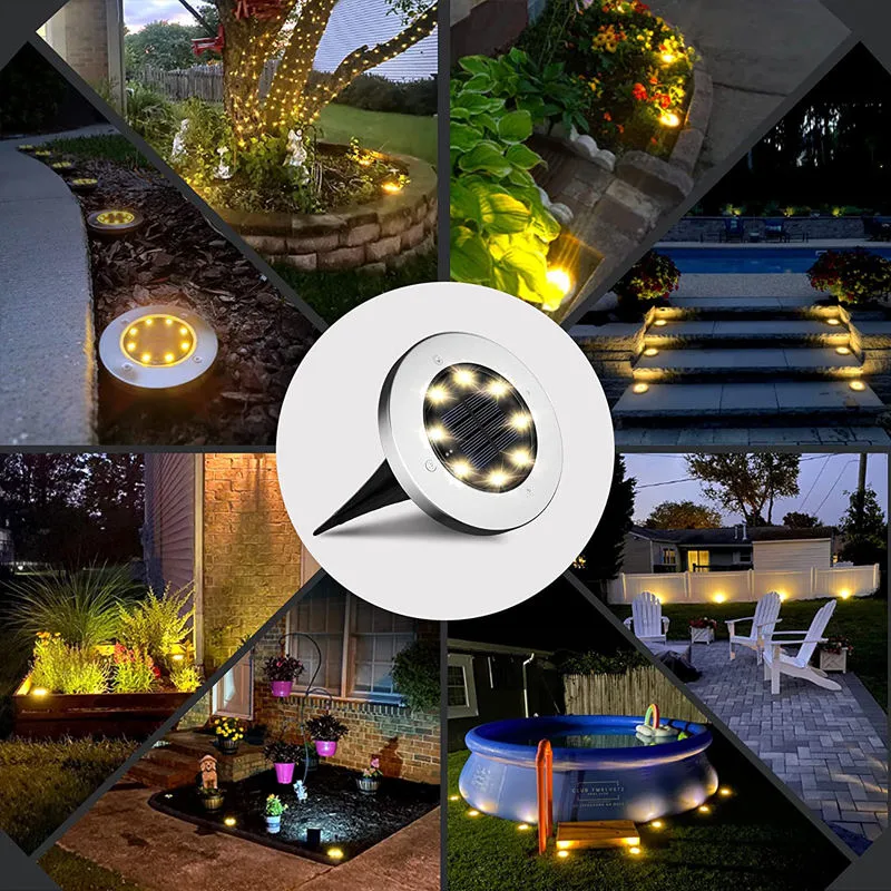 Best Seller in-Ground Lights, 4/8LED, 4packs, Solar Outdoor Disk Ground and Underground Lights