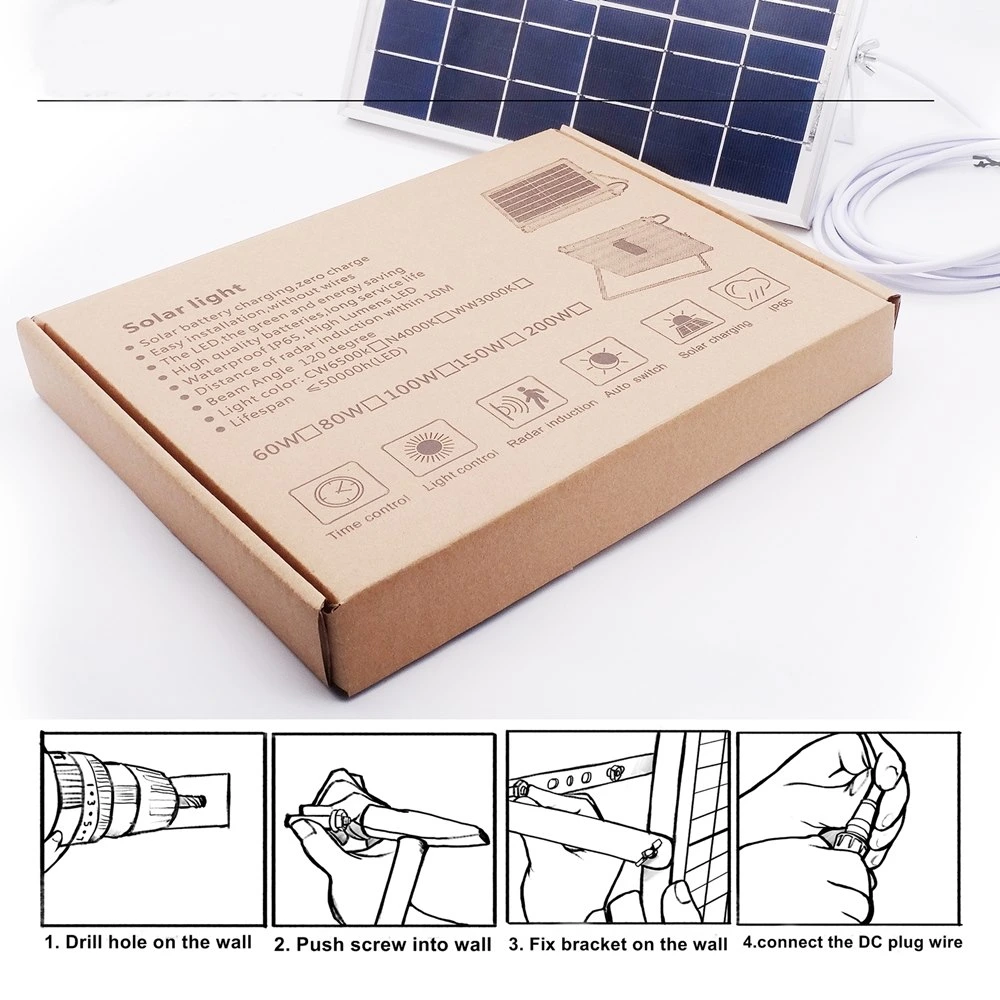 LED Flood Lighting 100W 200W IP65 Radar Montion Sensor All in One Solar Tube Light