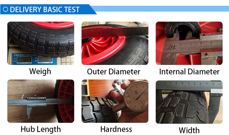 Wheelbarrow Flat Free PU Foam Wheel 3.50-8 Polyurethane Wheels and Tires for Coated Trolly