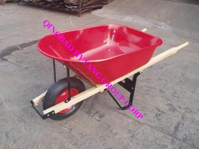 Wh6600heavy Duty Wooden Handle and Single Wheel Wheelbarrow