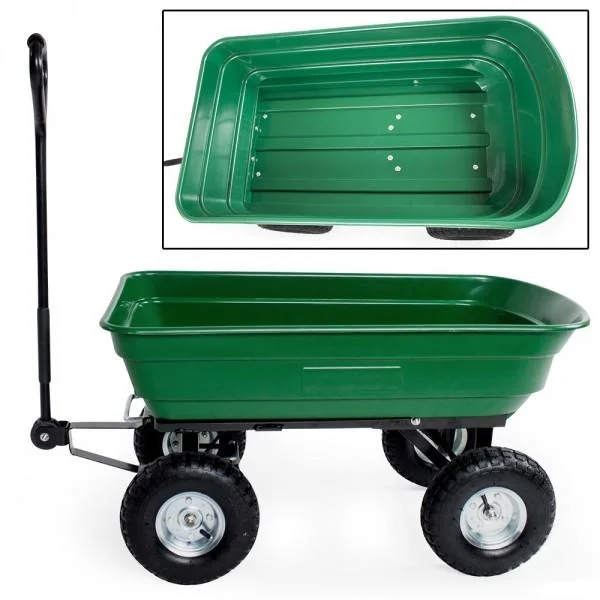 Garden Metal Wagon Utility Yard Transport Dump Cart Strong Frame Wheelbarrows Carrier Pneumatic Tire Wheel by Primekits for Heavy Duty Steel Frame Patio Lawn