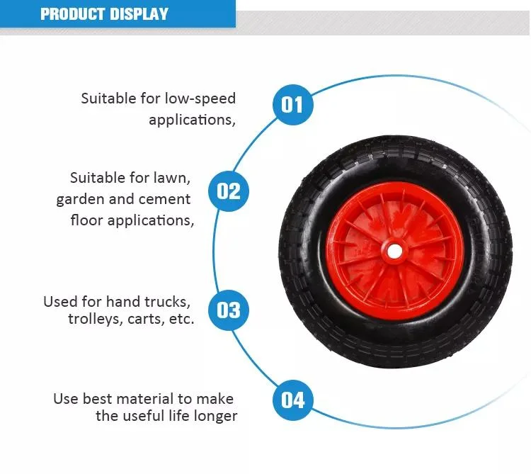 China Heavy Duty Solid Rubber Polyurethane Foaming Flat Free PU Foam Trolley Wheelbarrow Wheels