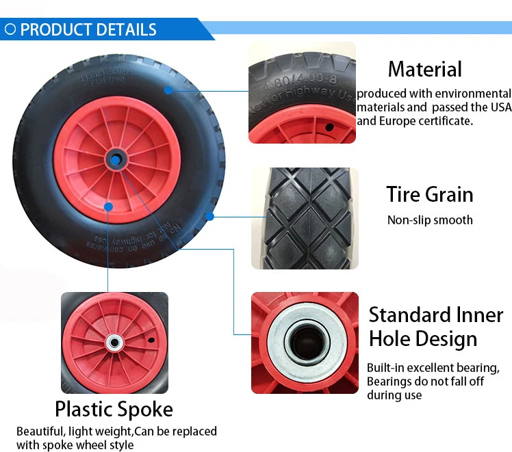 Wheelbarrow Wheels 16 Inch Foam PU Wheel 4.00-8 PU Foam Wheel for Concrete