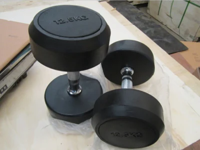  Best Quality Fitness Equipment/Gym Equipment Fixed Black Rubber Dumbbell