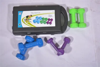 Colored Neoprene Coated Dumbbell Set with Storage Box