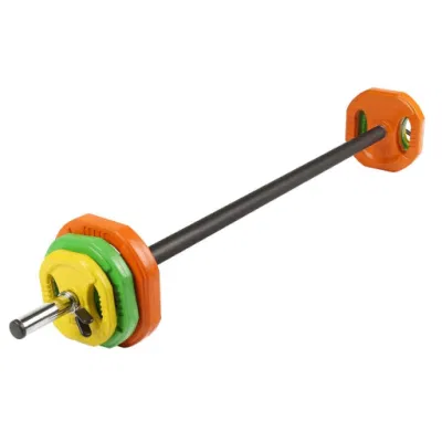  Hot Sale Color Rubber Coated Body Building Body Bump Set Gym Exercise Weightlifting Adjustable Barbell Set 20kg Barbell Set