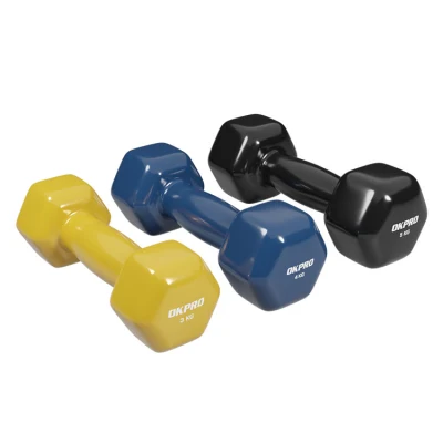  Colorful Vinyl Neoprene Coated Dumbbells Weight Lifting Rubber Hex Dumbbell Set