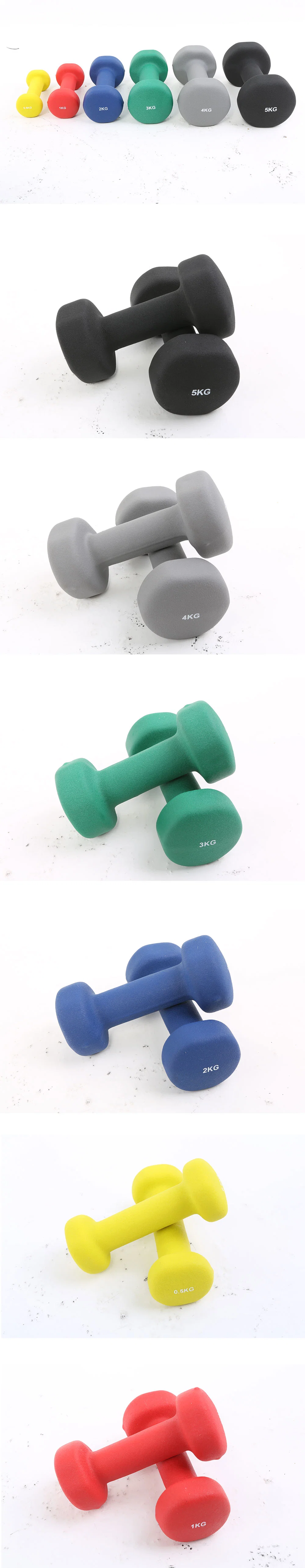 Neoprene Dumbbells Anti-Slip, Anti-Roll, Hex Shape Colorful