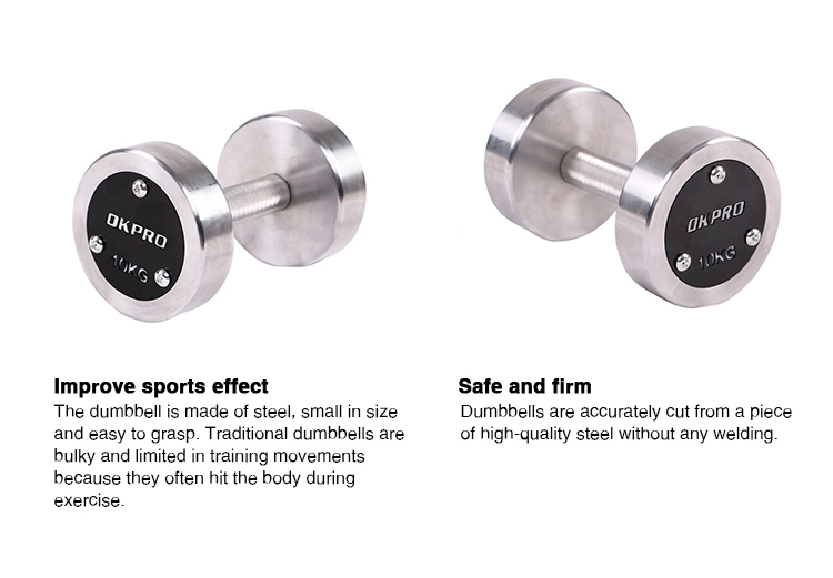 Okpro Stainless Steel Gym Chromed Dumbbell