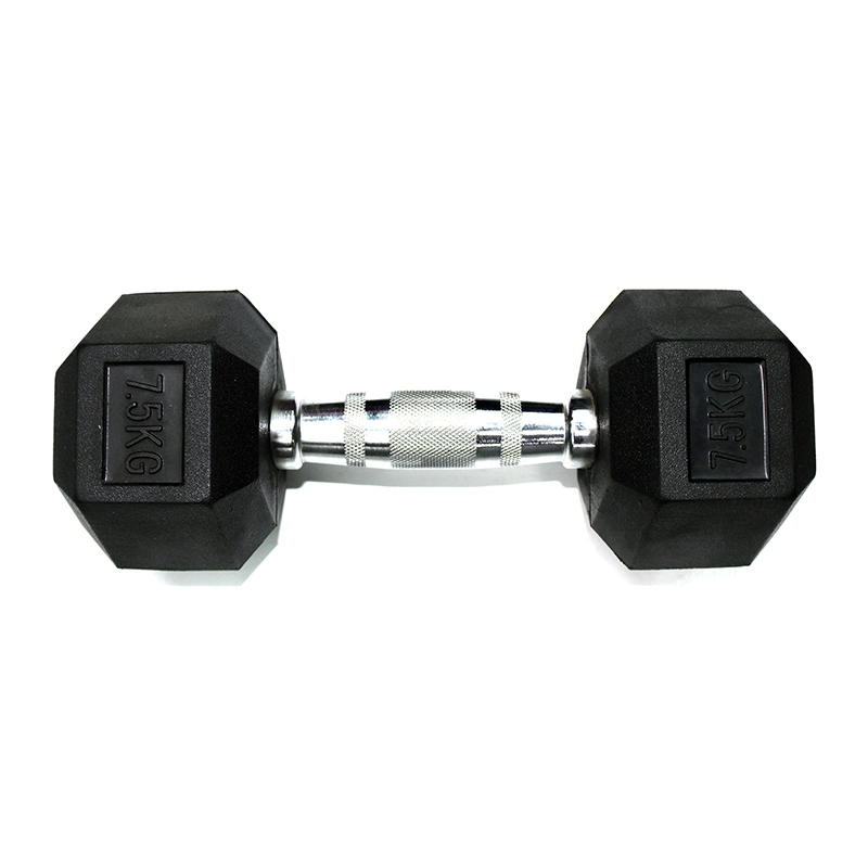 Black Rubber Coated Hex Dumbbell