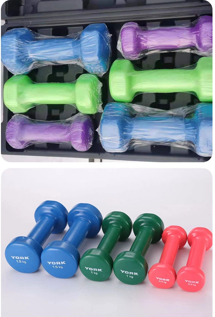 Body Building Vinyl Coated Dumbbell Cheap 6kg Hexagon Dumbbells Set