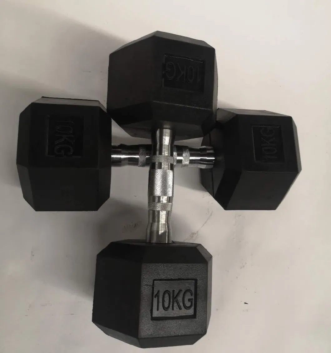 Hex Dumbbell Rubber Coated Solid Steel Cast Hex Weights Dumbbells