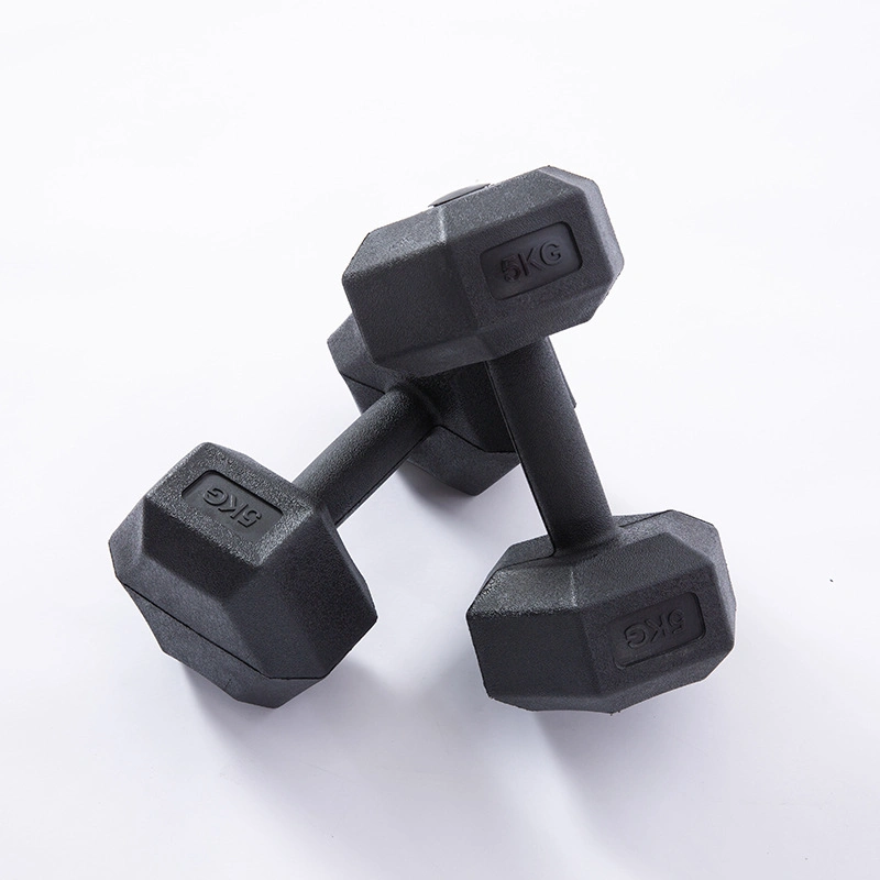 Wholesale Weight Lifting Fitness Equipment Home Black Rubber Hex Dumbbell