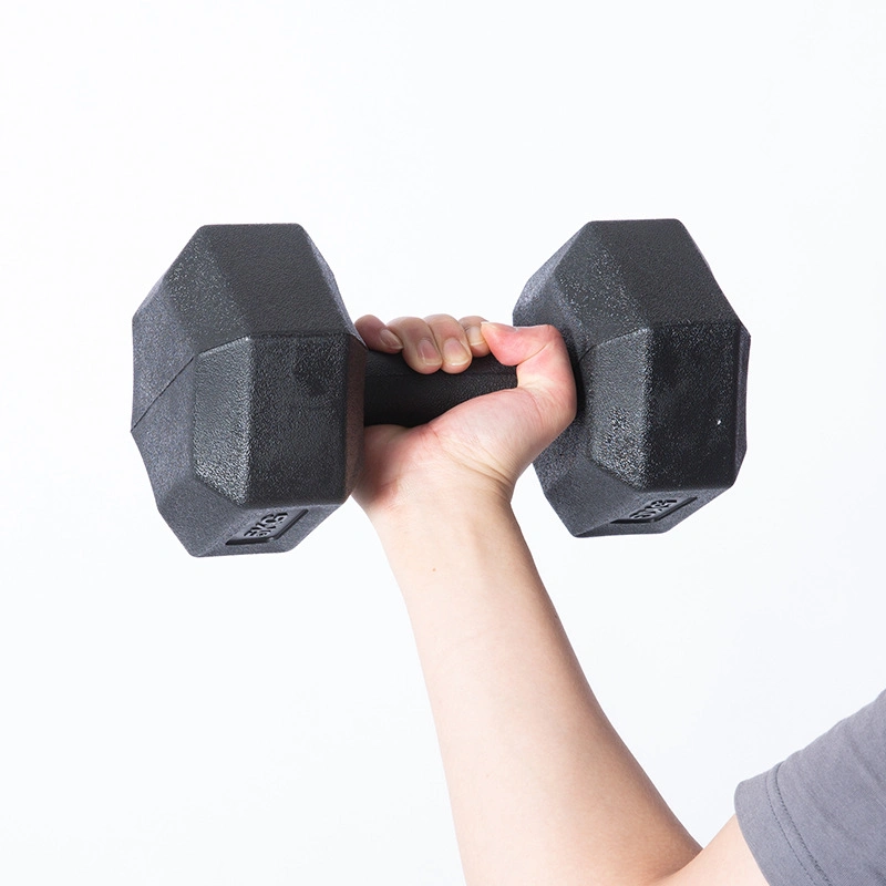 Wholesale Weight Lifting Fitness Equipment Home Black Rubber Hex Dumbbell