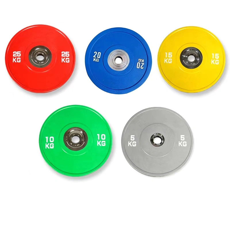 Wholesale Odorless Colorful Gym Fitness Rubber Elite Bar Barbell Bumper Weight Plate 5-25kg 10lb-55lb