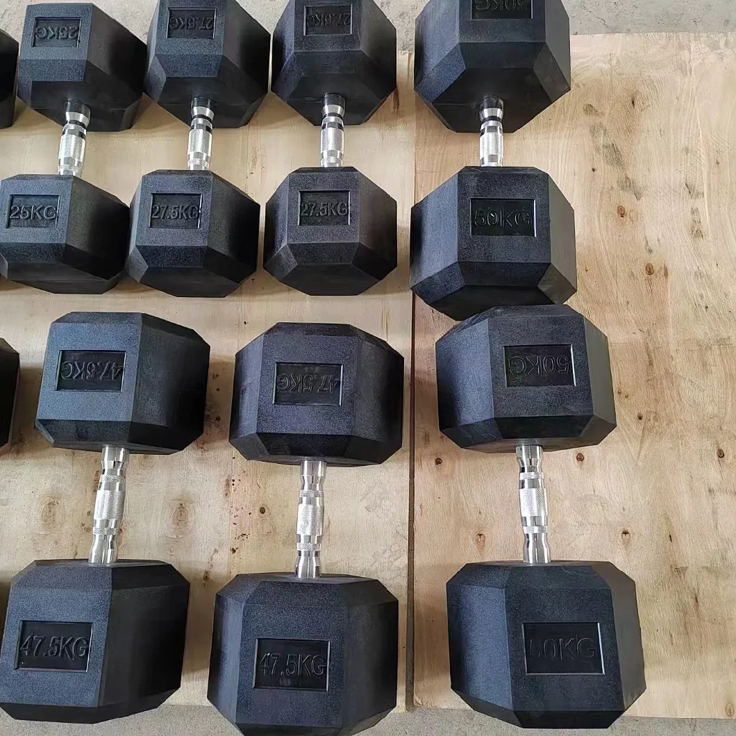 Rubber Coated Hex Dumbbell Set