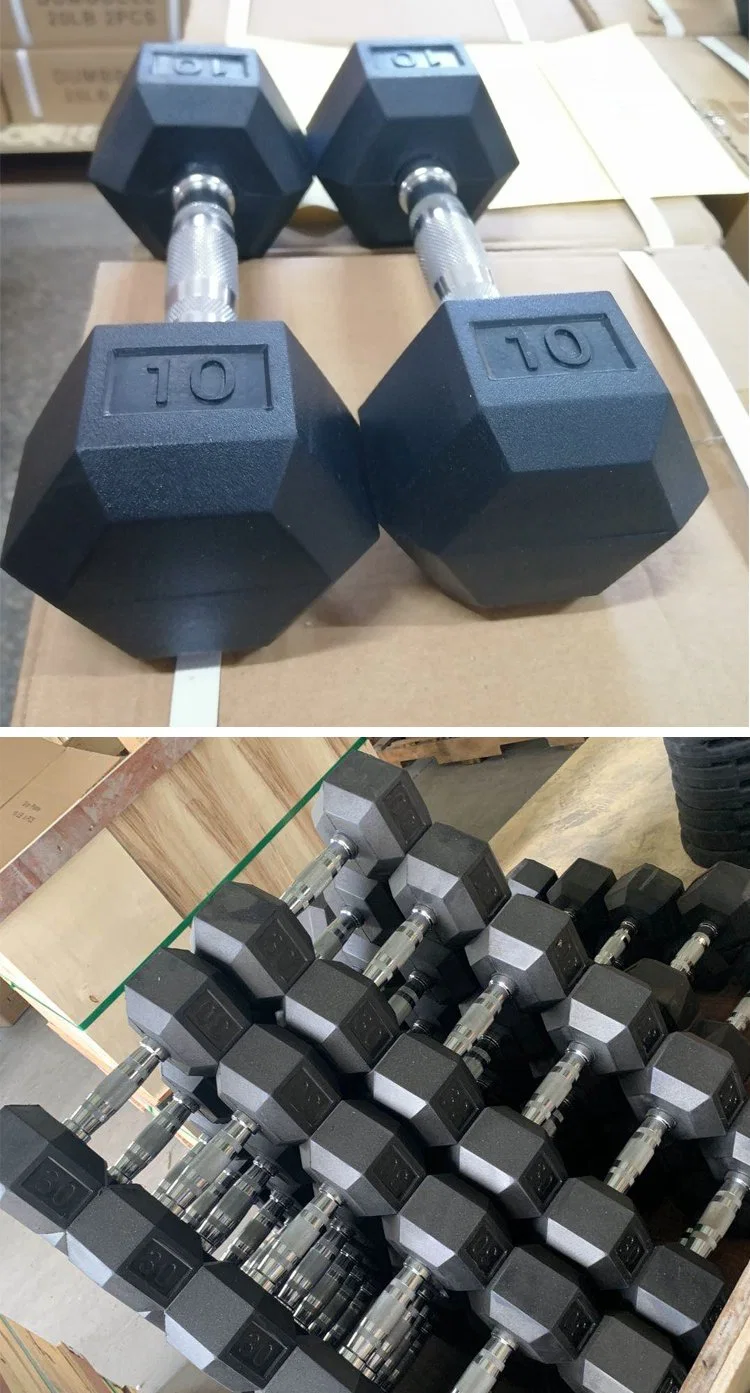 Gym Fitness Equipment Body Building Factory Stock Clearance Price High Temperature Vulcanized Hex Dumbbells in Stock Quick Delivery