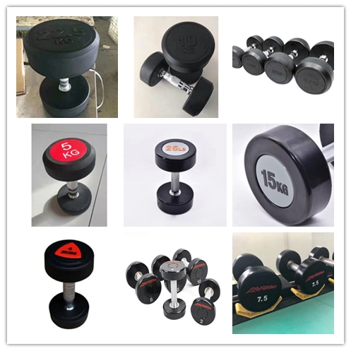 Professional Gym Fitness Accessories Black Round Rubber Dumbbell