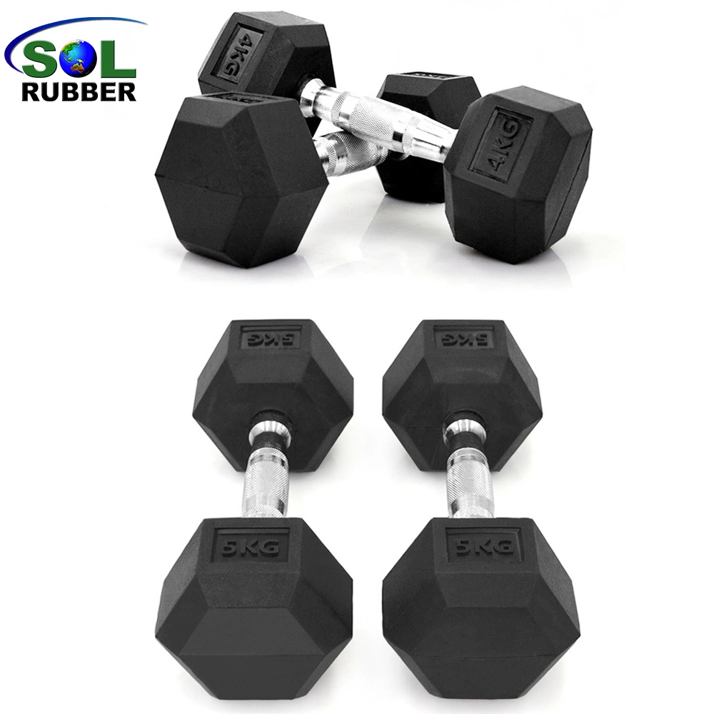 Home Fitness Equipment Rubber Hex Dumbbell