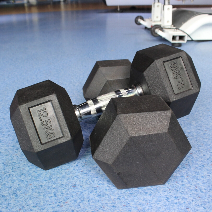 New Best Sell Factory Manufacturing Black Fixed Rubber Gym Dumbbell