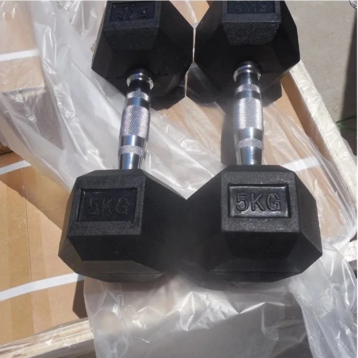 Hot Selling Amazon Popular High Quality Hexagon Dumbbell Dumbbell Hex Logo Customized Rubber Hex Dumbbells