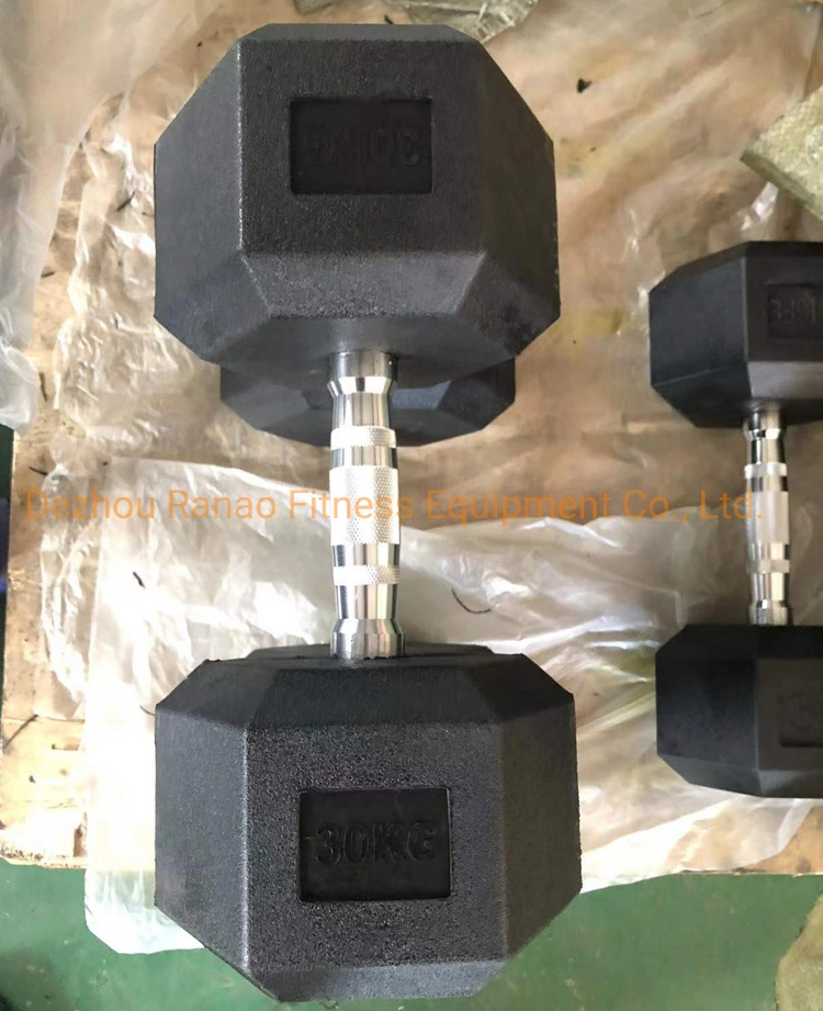 Commercial Gym Accessories Home Exercise Kg and Lb Rubber Clad Iron Hex Dumbbell