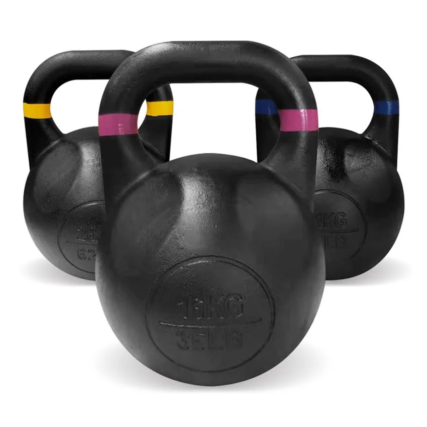 Wholesale Fitness Professional Training Powder Coated Casting Iron 4kg 16kg 20kg 48kg Engraved Kg Lb Gym Weight Yoga Fitness Customize Kettlebell