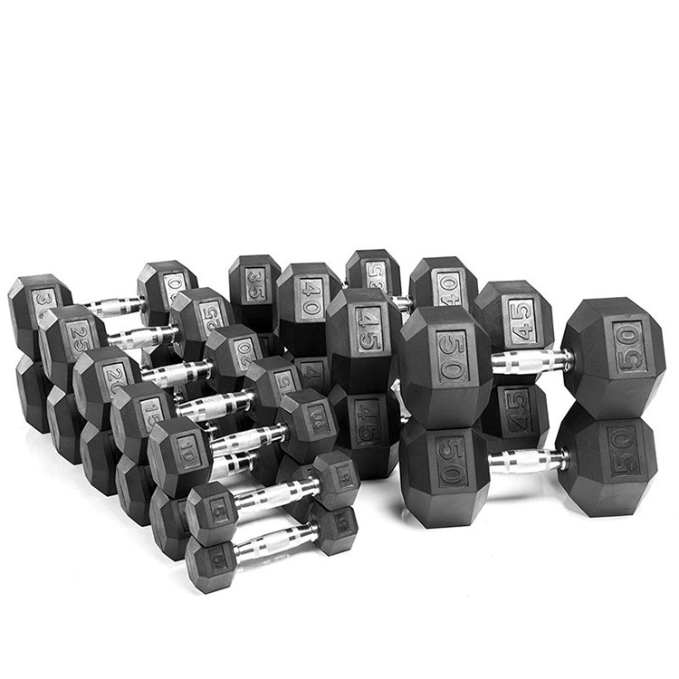 Rubber Fitness Gym Equipment Hexagon Set Hex Dumbbell